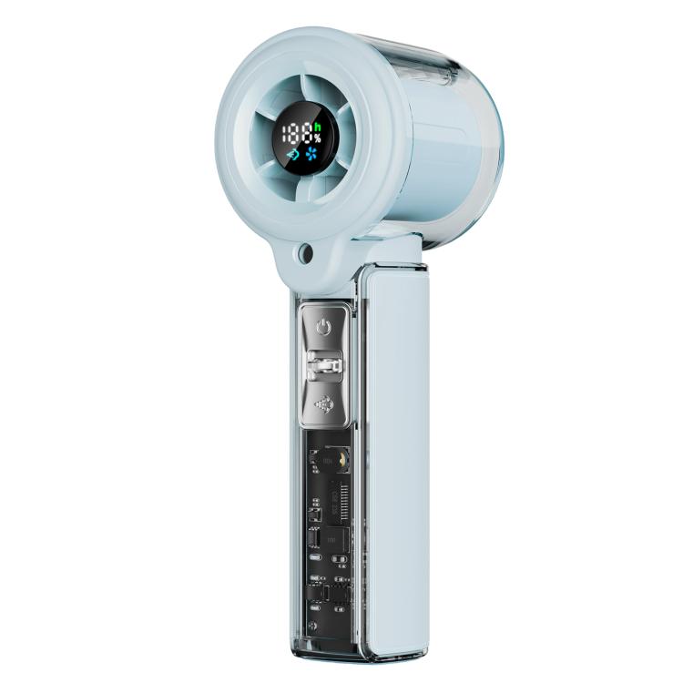 Ventilatore portatile ad alta velocità F5 con funzione di nebulizzazione e display a LED.