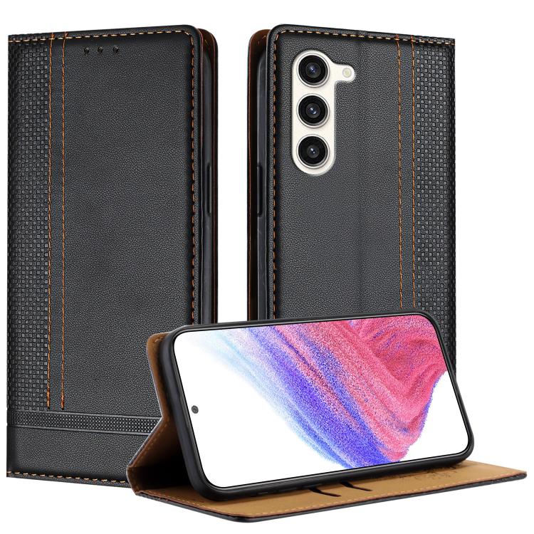 Custodia in ecopelle vegana antigraffio con design a cuciture per Galaxy S23+ e