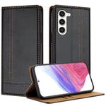 Custodia in ecopelle vegana antigraffio con design a cuciture per Galaxy S23+ e