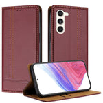 Custodia in ecopelle vegana antigraffio con design a cuciture per Galaxy S23+ e