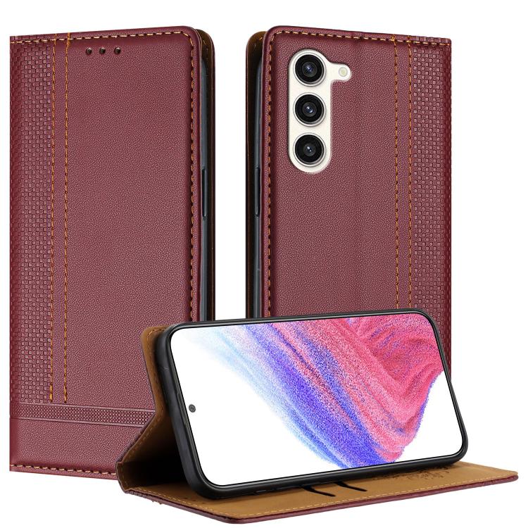 Custodia in ecopelle vegana antigraffio con design a cuciture per Galaxy S23+ e