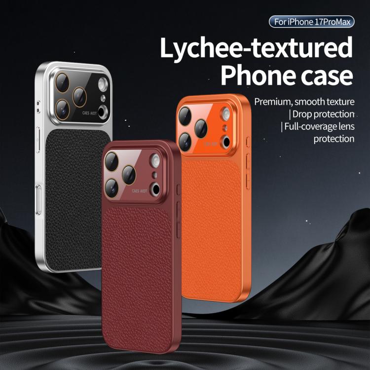 Custodia TPU con texture litchi e pellicola per iPhone 13 Pro
