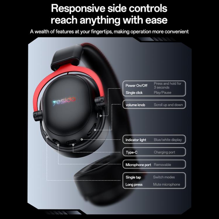 Cuffie gaming Yesido EK07 RGB Bluetooth wireless