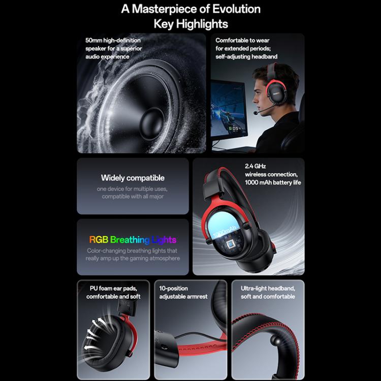 Cuffie gaming Yesido EK07 RGB Bluetooth wireless