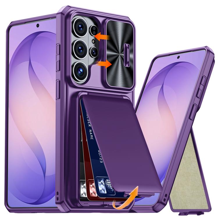 Custodia ibrida con porta carte e cover scorrevole per Galaxy S26, S25 e S24