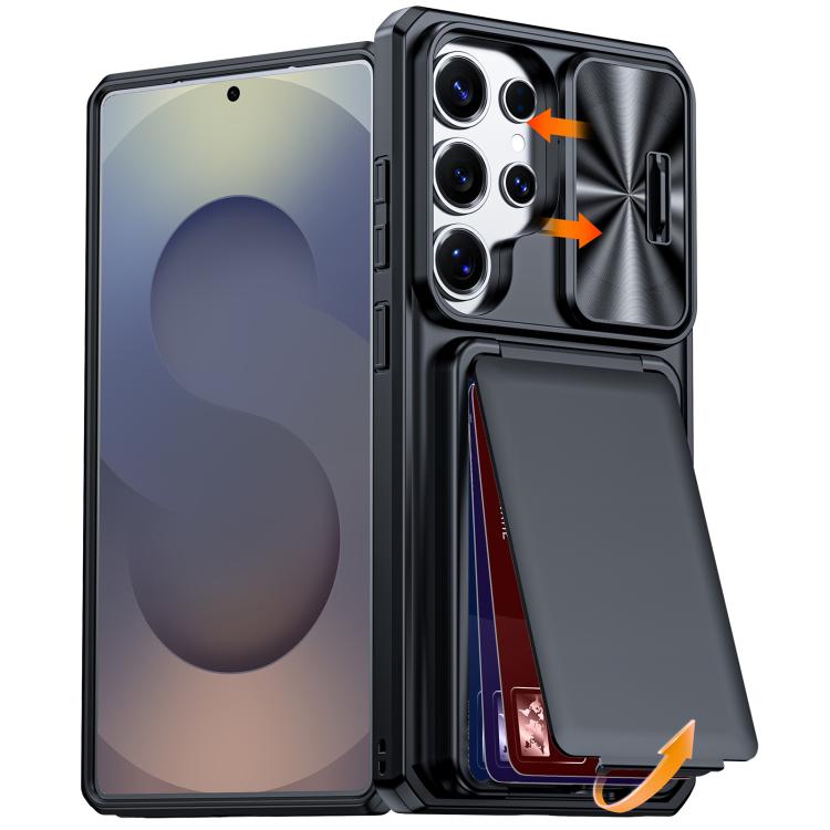 Custodia ibrida con porta carte e cover scorrevole per Galaxy S26, S25 e S24