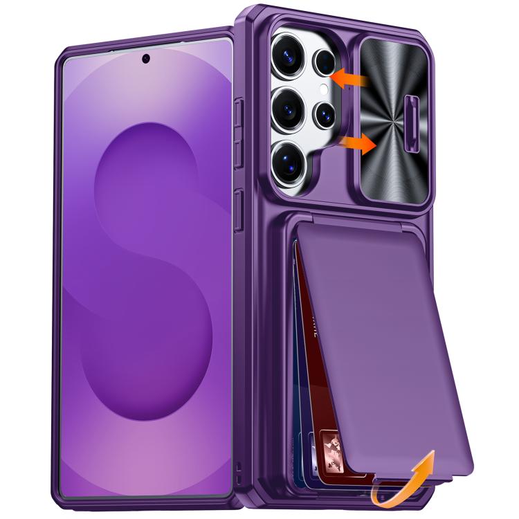 Custodia ibrida con porta carte e cover scorrevole per Galaxy S26, S25 e S24