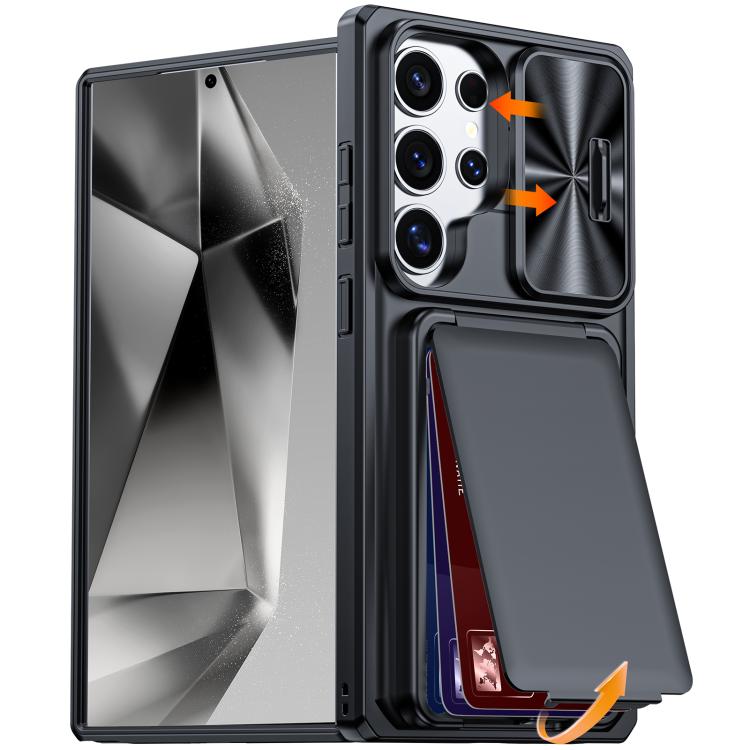 Custodia ibrida con porta carte e cover scorrevole per Galaxy S26, S25 e S24
