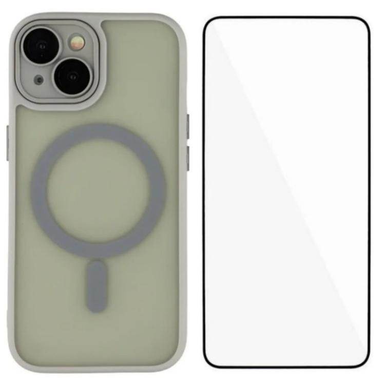 Custodia ibrida PC TPU con vetro temperato per iPhone 14 e 15