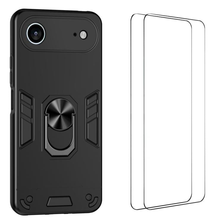 Custodia antiurto con supporto e 2 pellicole per iPhone