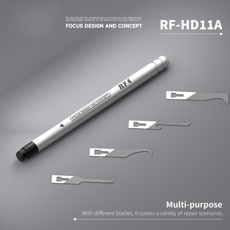 RF4 RF-HD11A Set di lame raschietto 4 in 1 con manico per la rimozione della colla dai PCB / per fare leva e smontare, RF-HD11A