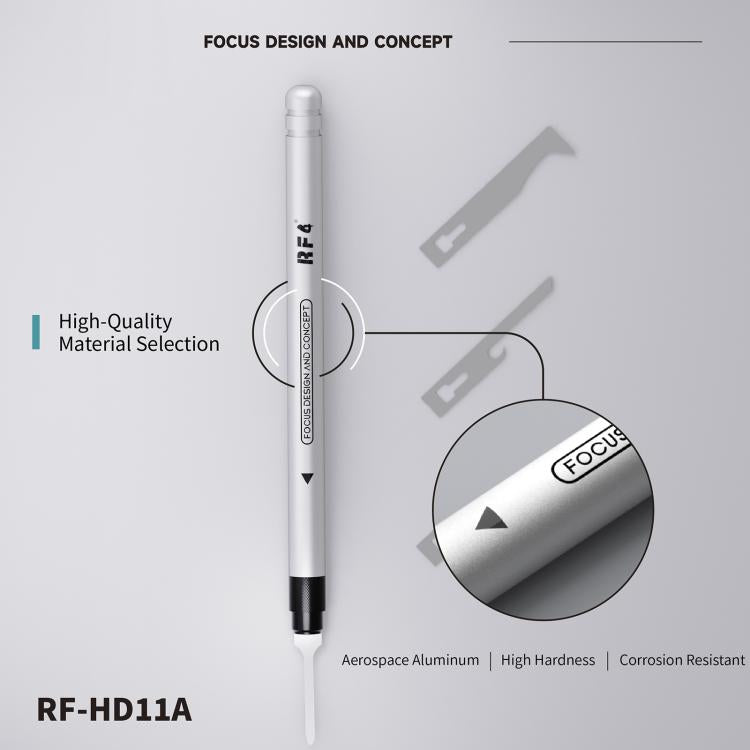 RF4 RF-HD11A Set di lame raschietto 4 in 1 con manico per la rimozione della colla dai PCB / per fare leva e smontare, RF-HD11A