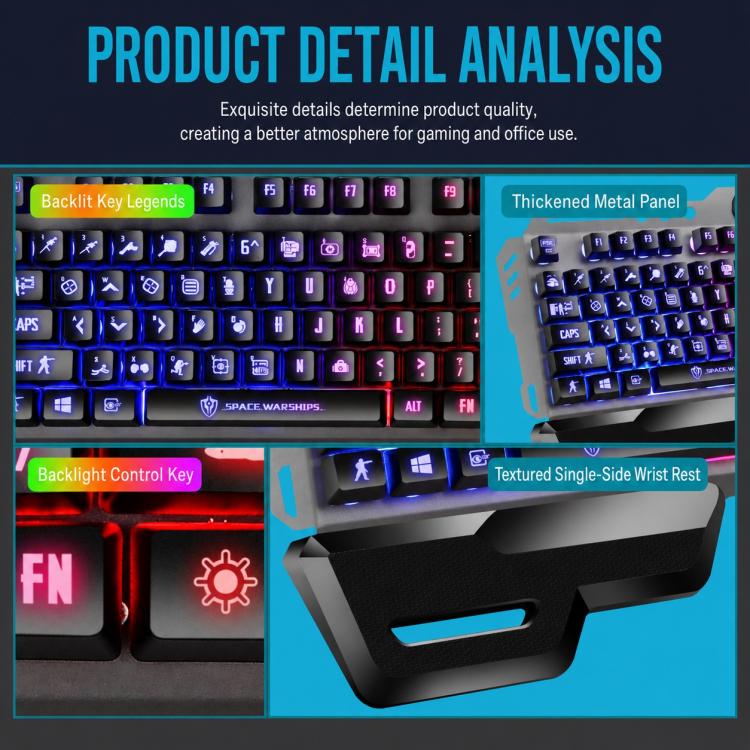Set tastiera gaming cablata RGB e mouse 4D 2400 DPI