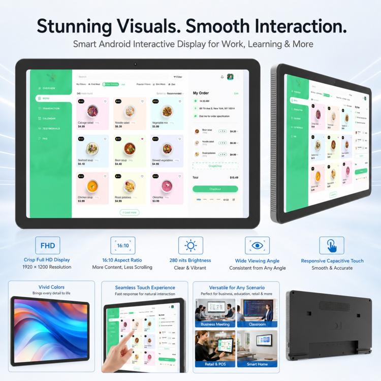Schermo touch screen IPS HD 10,95" Android 14 4GB RAM 64GB