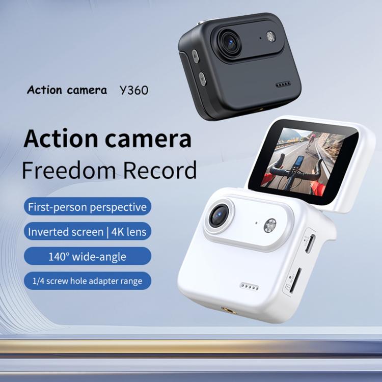 Videocamera sportiva Y360 con schermo da 2 pollici, grandangolo a 140 gradi e risoluzione 4K.