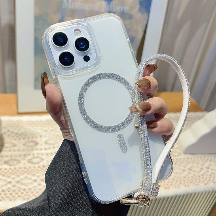 Custodia iPhone 16 Pro Max con anello magnetico glitterato