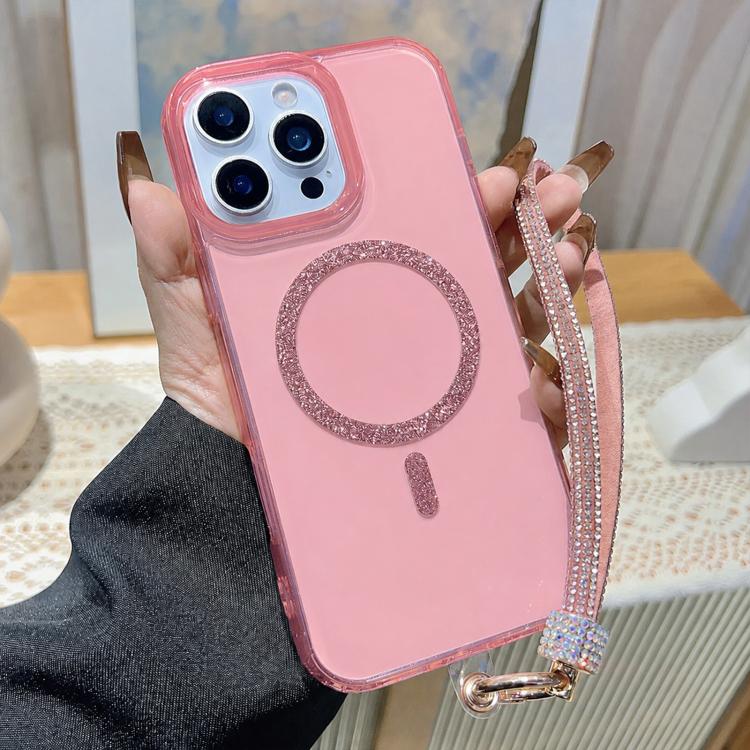 Custodia iPhone 16 Pro Max con anello magnetico glitterato