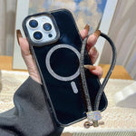 Custodia iPhone 16 Pro Max con anello magnetico glitterato