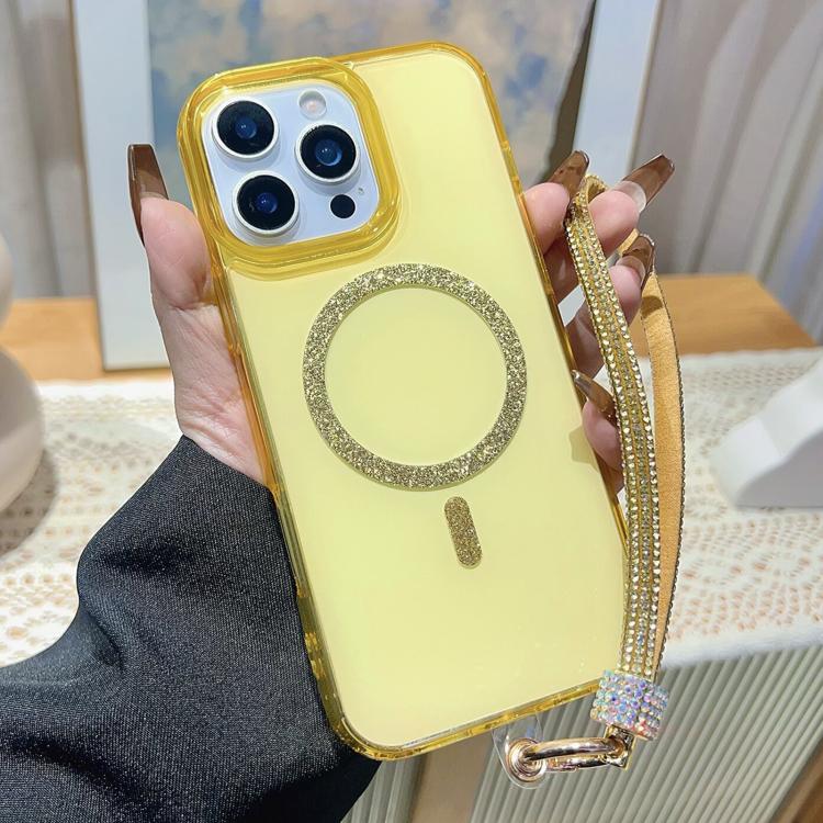Custodia iPhone 16 Pro Max con anello magnetico glitterato
