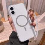 Custodia iPhone 16 Pro Max con anello magnetico glitterato