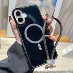 Custodia iPhone 16 Pro Max con anello magnetico glitterato