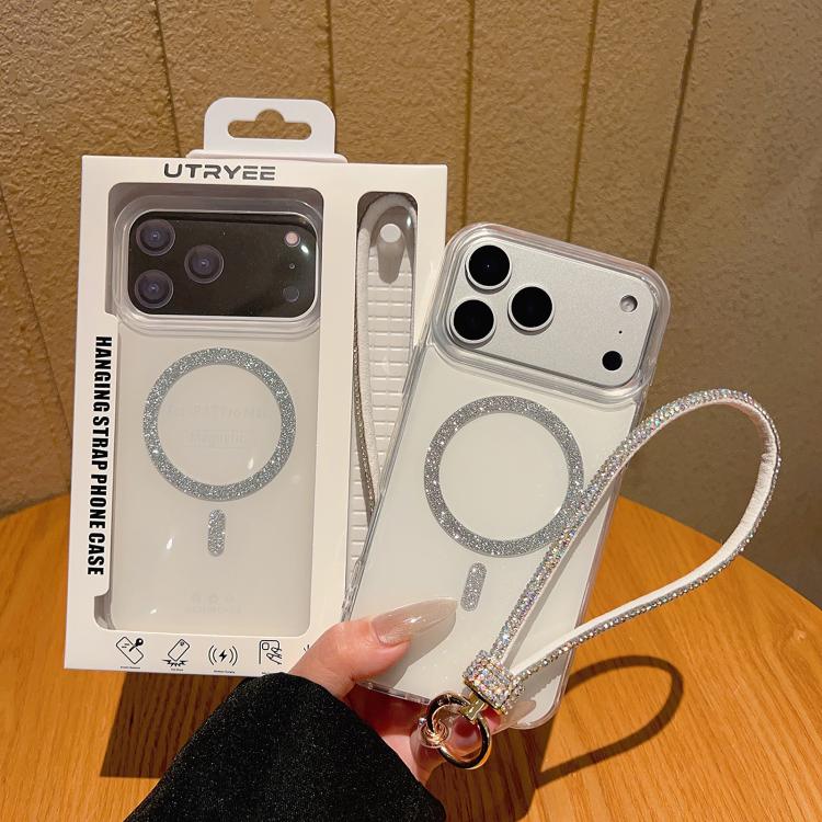 Custodia iPhone 16 Pro Max con anello magnetico glitterato