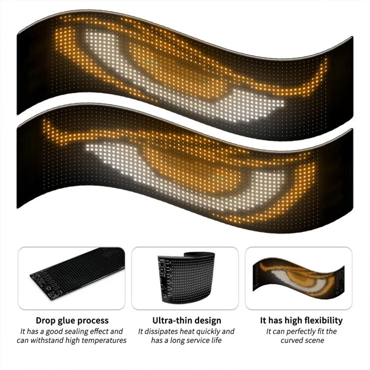 Schermo a matrice LED flessibile ultra sottile e impermeabile Demon Eye Car, 16 x 32 USB set, 16 x 64 USB set, 20 x 64 USB set, 16 x 96 USB set