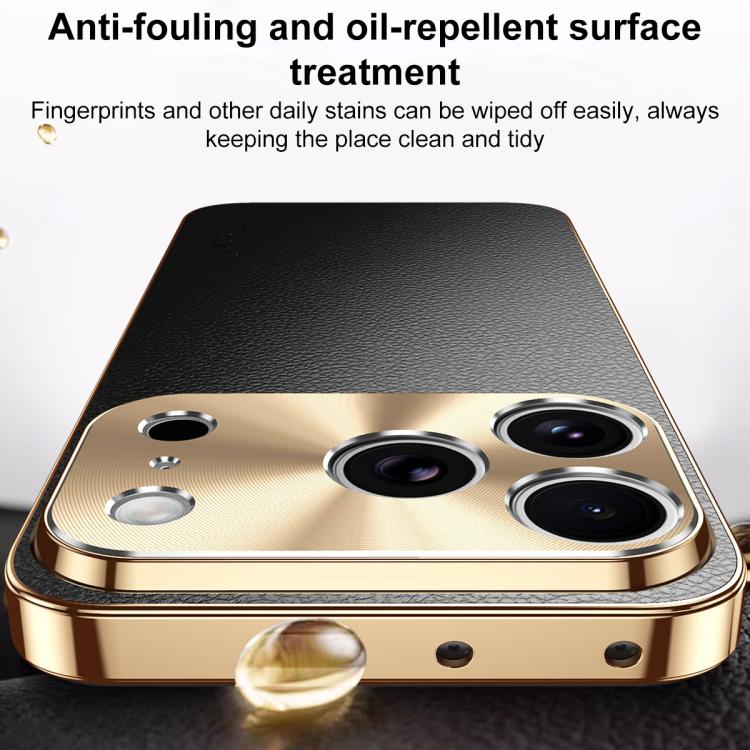 Custodia iPhone 17 Pro Max in similpelle con cornice galvanizzata