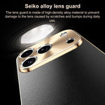 Custodia iPhone 17 Pro Max in similpelle con cornice galvanizzata