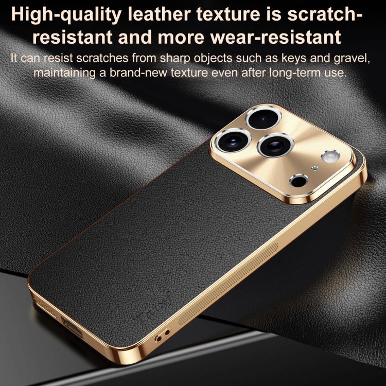 Custodia iPhone 17 Pro Max in similpelle con cornice galvanizzata