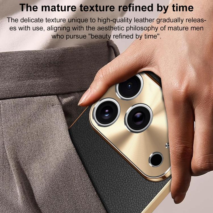 Custodia iPhone 17 Pro Max in similpelle con cornice galvanizzata