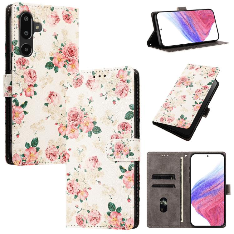 Custodia per telefono in pelle vegana con fibbia e disegno colorato per Galaxy