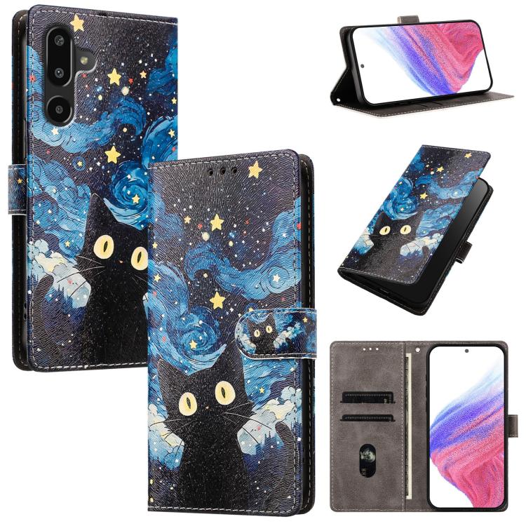Custodia per telefono in pelle vegana con fibbia e disegno colorato per Galaxy