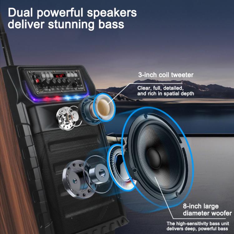Altoparlante Bluetooth karaoke esterno woofer 8" RGB