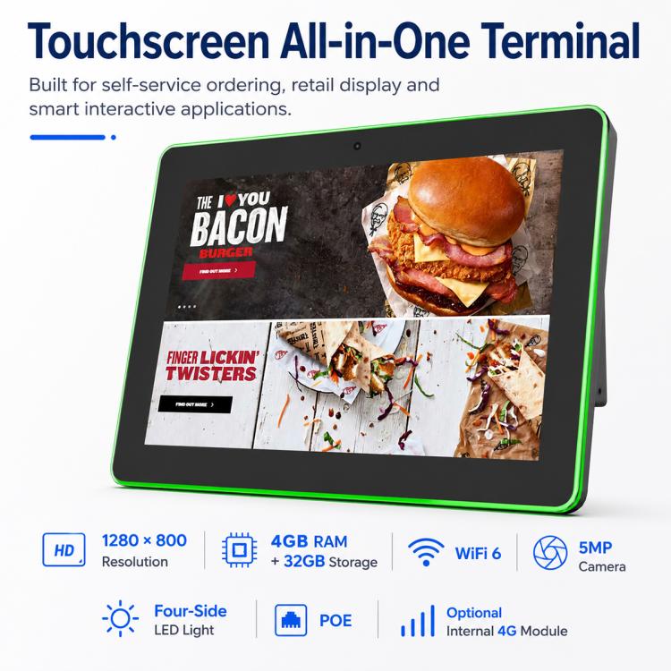 Schermo touch screen HD 10,1" Android 14 RK3576S Quad Core