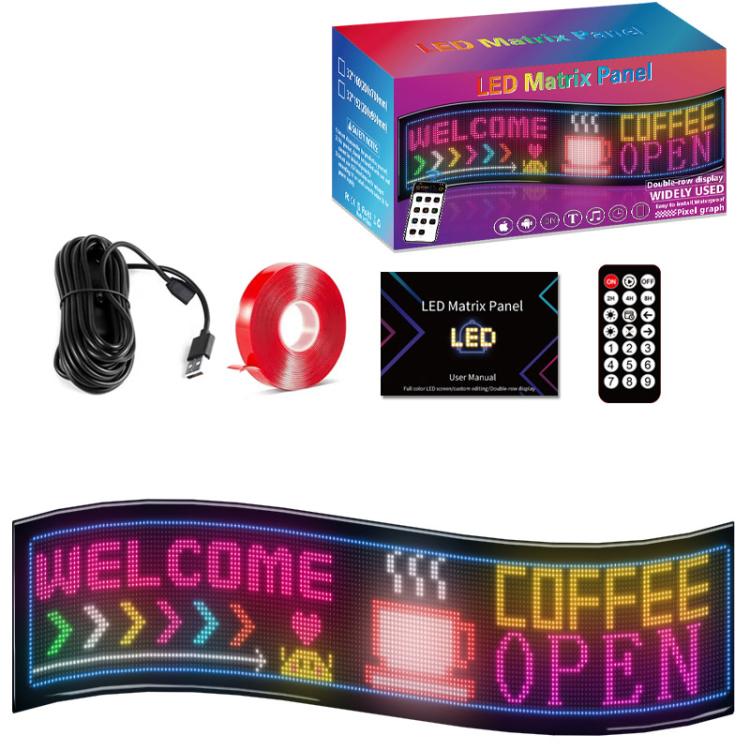 Schermo pubblicitario flessibile a matrice LED ultrasottile e impermeabile a doppia fila, USB 32x64 Pixels, USB 32x96 Pixels, USB 32x128 Pixels, USB 32x160 Pixels, USB 32x192 Pixels