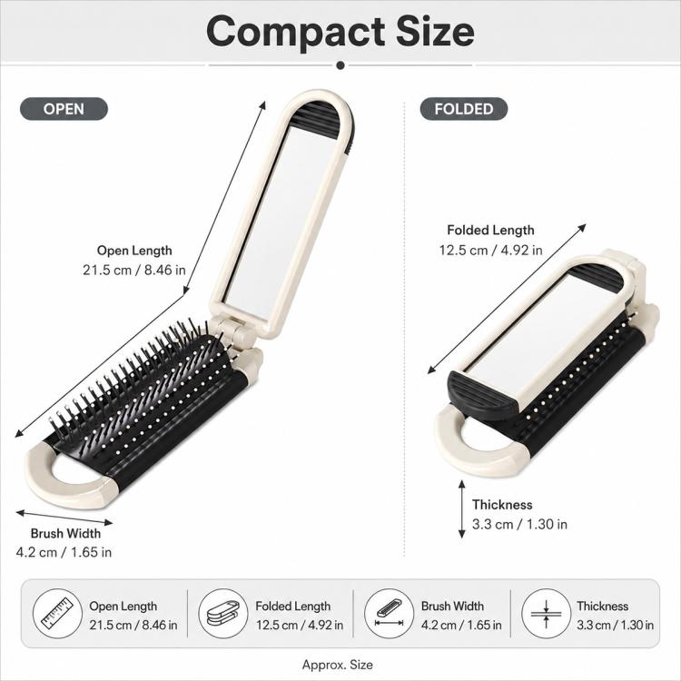 Specchio massaggiante pieghevole 2 in 1 con pettine
