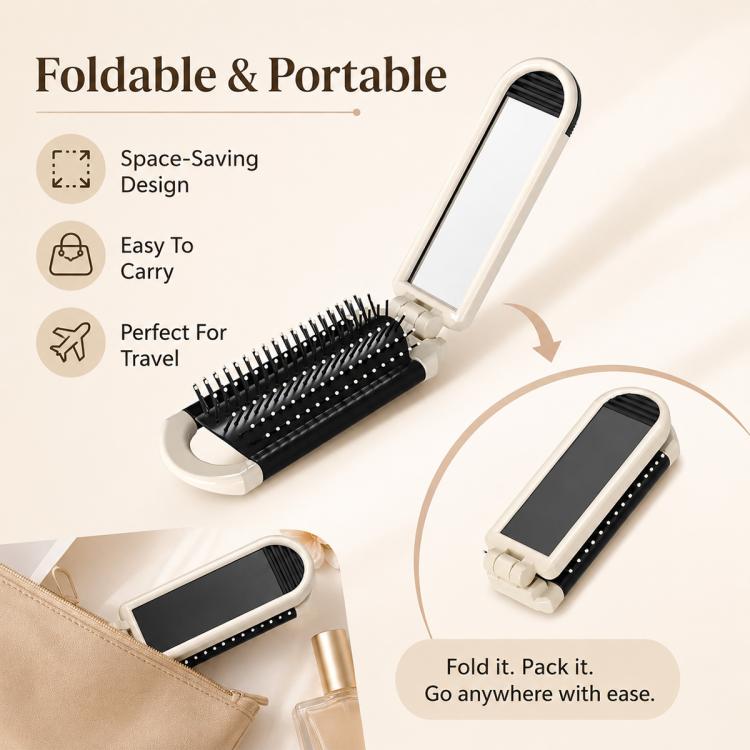Specchio massaggiante pieghevole 2 in 1 con pettine