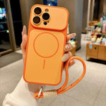 Custodia magnetica iPhone 15 Pro con cinturino e protezione obiet