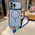 Custodia magnetica iPhone 15 Pro con cinturino e protezione obiet