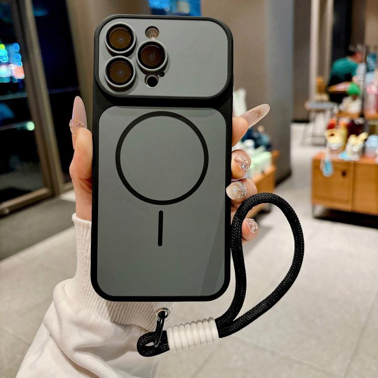 Custodia magnetica iPhone 15 Pro con cinturino e protezione obiet