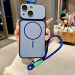 Custodia magnetica iPhone 15 Pro con cinturino e protezione obiet