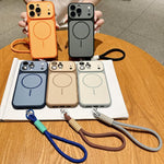 Custodia magnetica iPhone 15 Pro con cinturino e protezione obiet