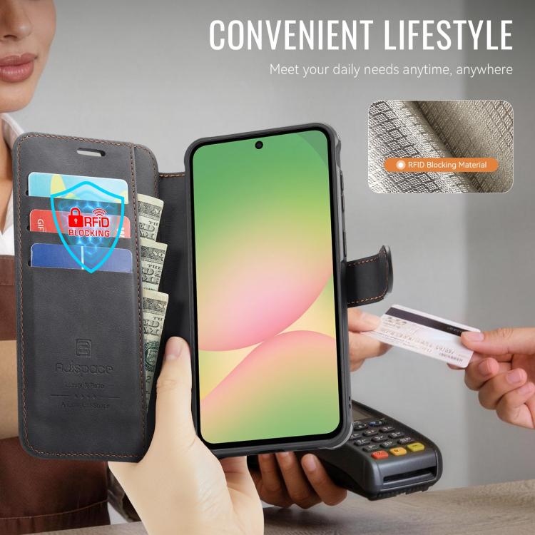 Custodia per telefono AutSpace A15 con chiusura magnetica in ecopelle per Galaxy