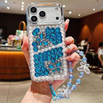 Custodia acrilico con perle e farfalla per iPhone 17 Pro Max