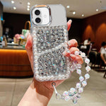 Custodia acrilico con perle e farfalla per iPhone 17 Pro Max