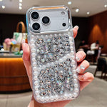 Custodia acrilico con perle e farfalla per iPhone 17 Pro Max