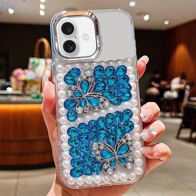 Custodia acrilico con perle e farfalla per iPhone 17 Pro Max
