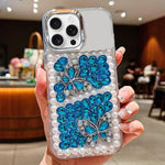 Custodia acrilico con perle e farfalla per iPhone 15 Pro Max