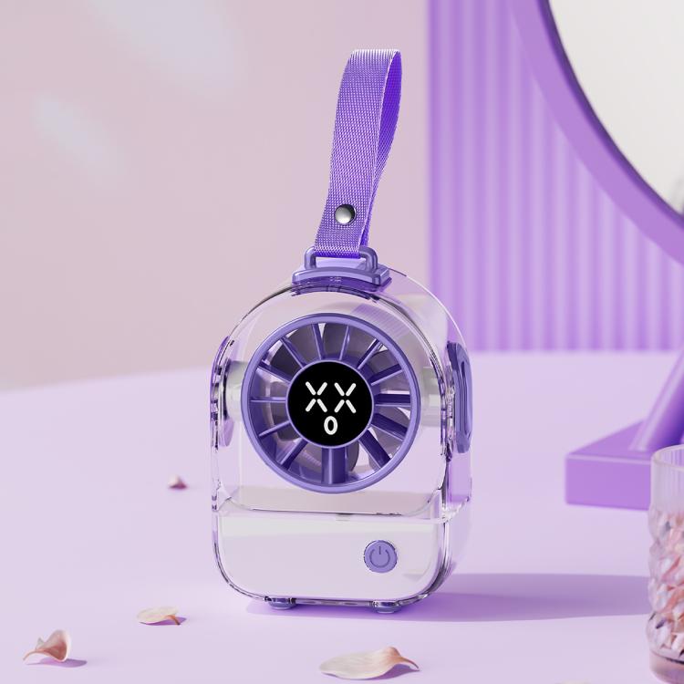 Mini ventilatore da tavolo F8 trasparente con 5 velocità e display LED - immagine 4